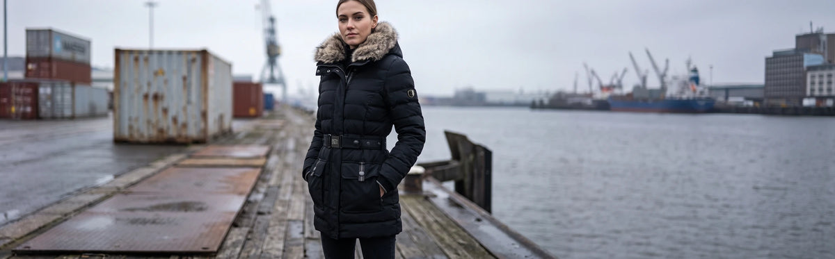 Wellensteyn women's winter coat at the harbour
