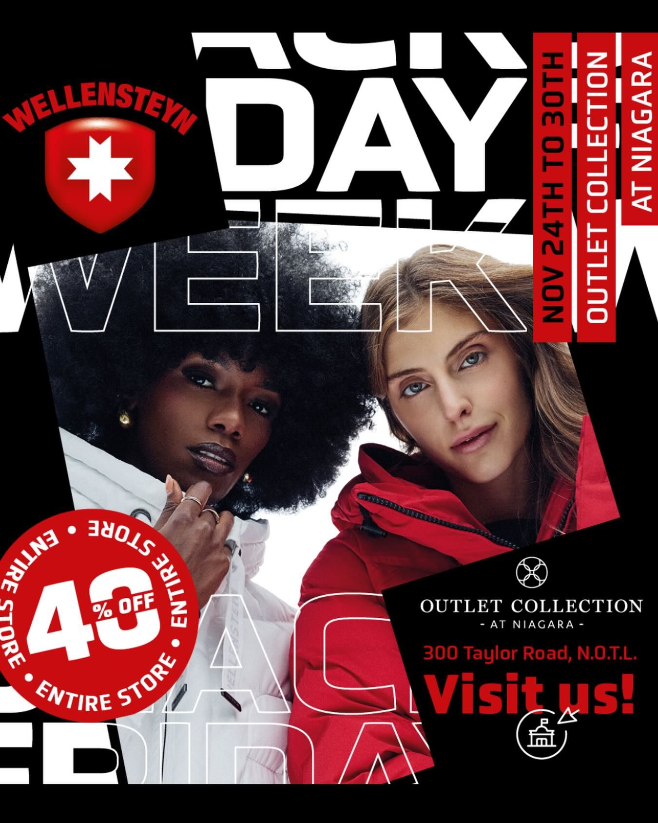 BLACK FRIDAY WEEK at Wellensteyn❄️ 🔥 40% OFF everything ❗️ Selected jackets up to 70% OFF ⏳ Nov 24th–30th Premium winter jackets. Unmatched performance. Visit us at Outlet Collection at Niagara #wellensteyn #wellensteyncanada #style #fashion #outerwear #outletcollectionatniagara #mensfashion #streetstyle #fashioncanada #jacket #winterjacket #blackfriday
